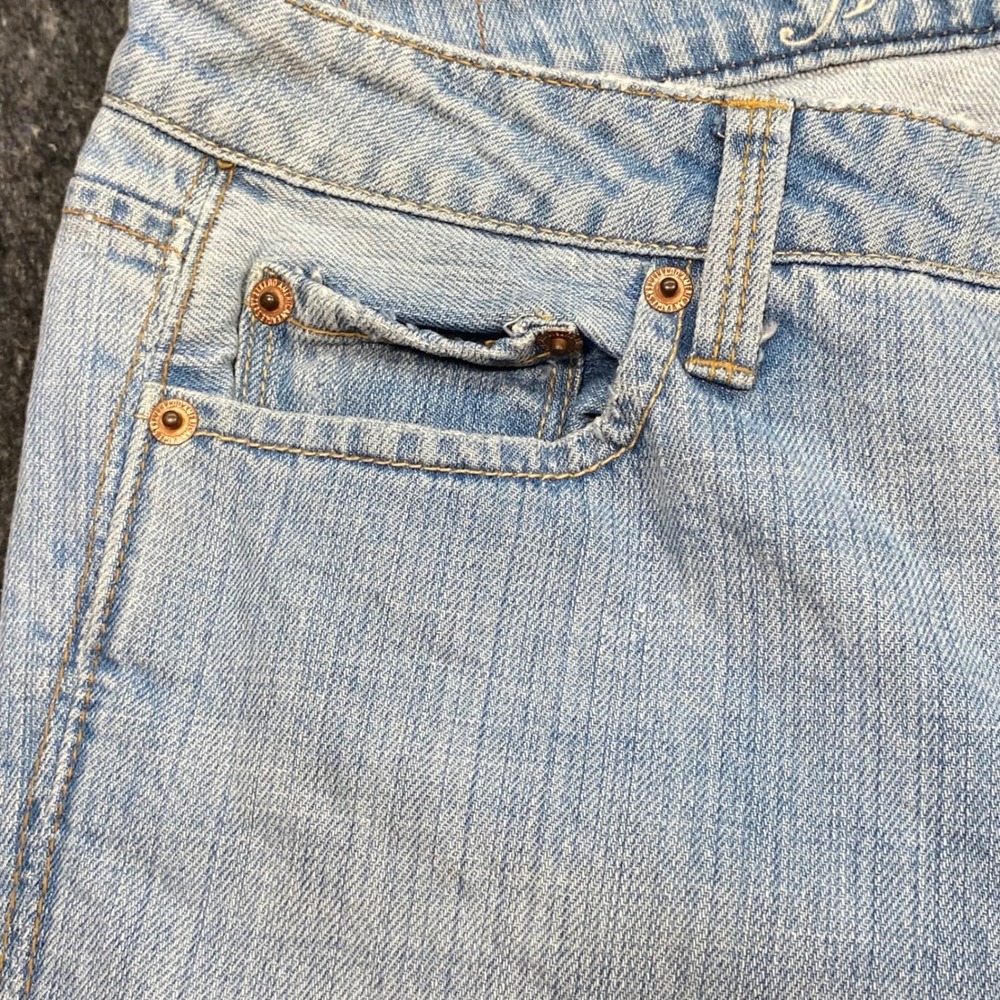American Eagle Jeans 4 Regular Womens Light Blue Distressed Bootcut Low Rise - Picture 3 of 14